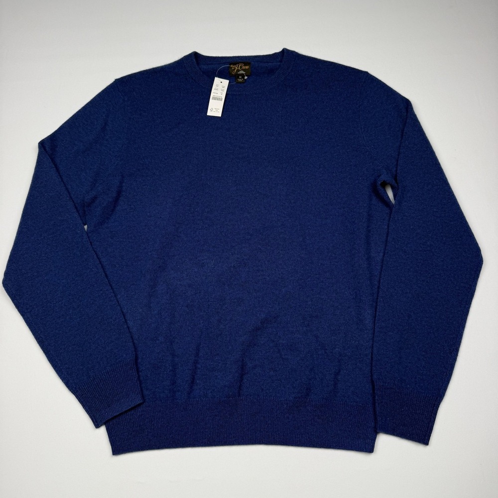 J Crew Sweater Mens Medium Blue 100% Cashmere Crewneck Pullover Knit Lightweight